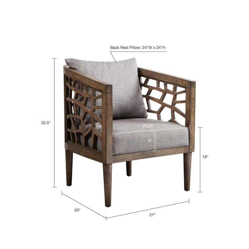 Chaise d'appoint rembourrée, structure en bois massif, très grand confort en mousse, finition noyer brûlé, assise de 300 lb, structure, coussin, limite de poids