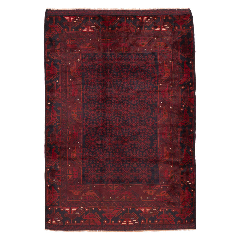 Tapis rouge Teimani 4 pi 4 po x 6 pi 3 po