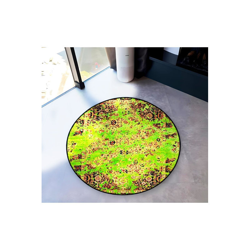 Tapis rond lavable à la machine, Sous-tapis rond 2 pi 8 po inclus