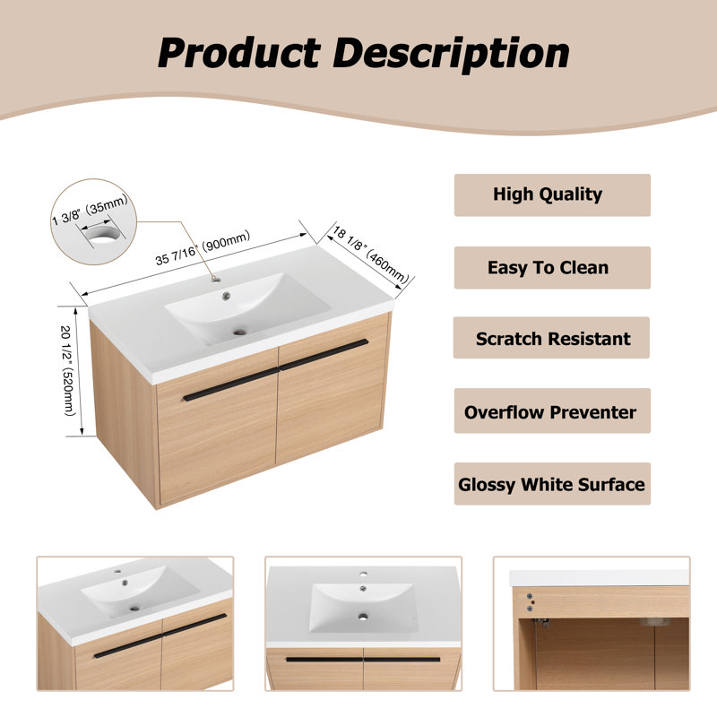 Meuble-lavabo simple avec plateau Newlon 36
