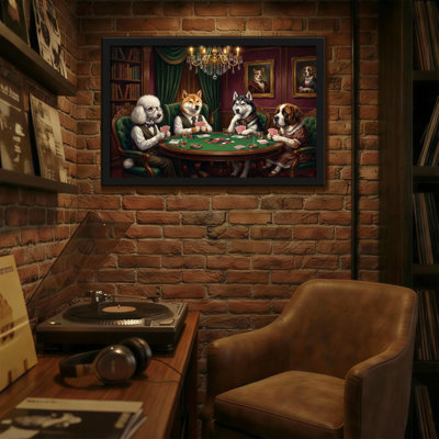 Animals Dogs Playing Poker In Elegant Room