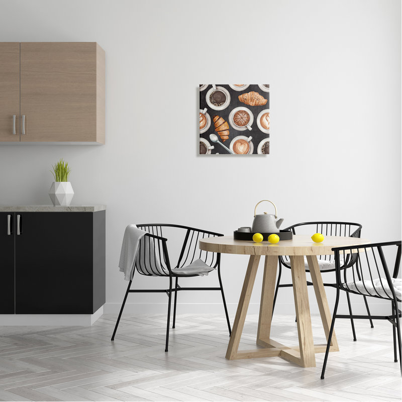 Café, café, café, café au lait, croissants et pâtisseries de ND Art - impression, Plaque murale, L 17 po x H 17 po