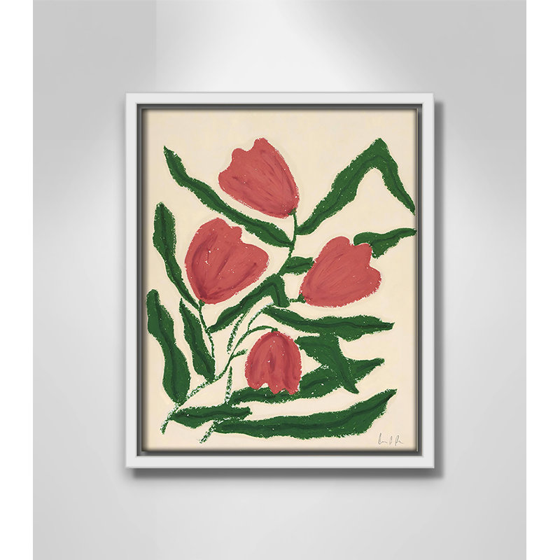 «Colette Red Tulips Print» par Camilla Bergqvist, H 11,5 po x l 9,5 po, Blanc