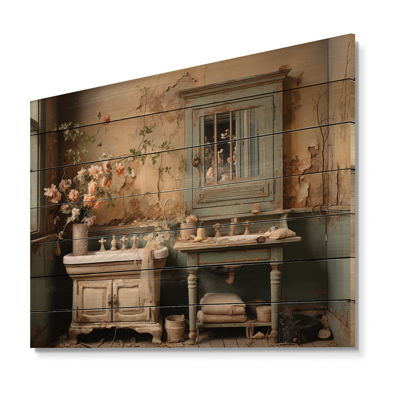 «Lawryn Bathroom Bathroom Vintage Charm II», reproduction sur bois, H 10 po x l 20 po x P 0,78 po