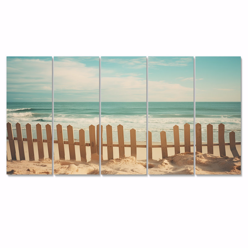 Riendeau - Plage, art mural sur toile 5 pièces, H 28 po x l 60 po
