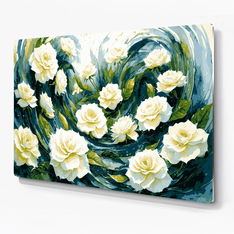 Art mural en métal Botanical Gardenias, H 16 po x l 20 po