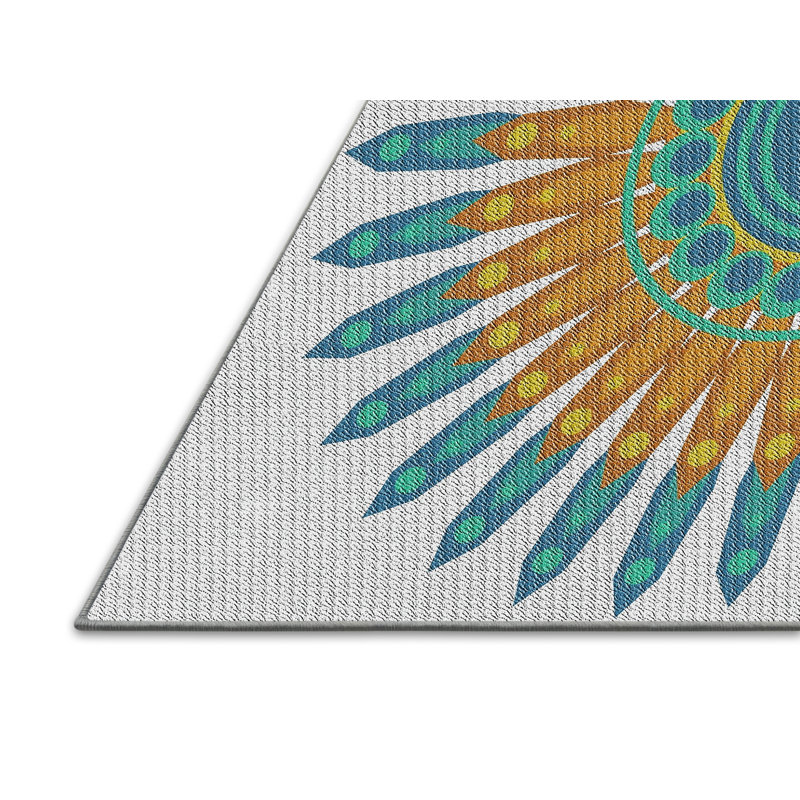 Laine tissée à la main et polyester gris/vert/jaune Tapis décoratif, Tapis de couloir 2 pi x 5 pi