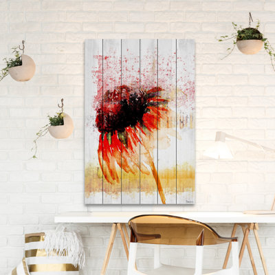 Reproduction d’art sur bois, "flower 4" par parvez taj Rustic Floral