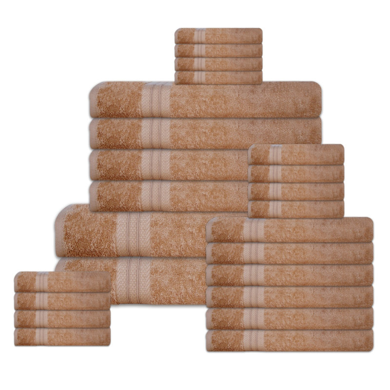 Serviettes de bain en tissu éponge (paquet de 24), Beige