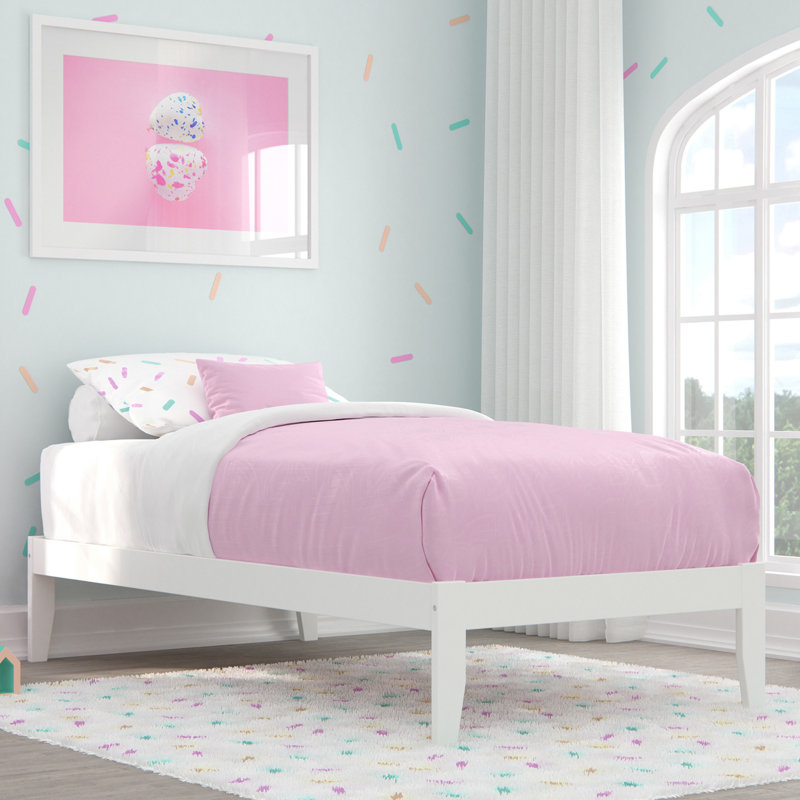 Javaunte Solid Wood Platform Standard Bed, Gray, Twin