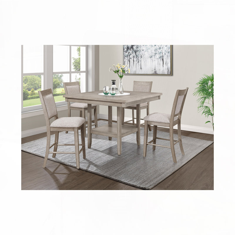 Ensemble de tabourets de bar rembourrés en tissu avec dossier, pieds en bois, Tanné