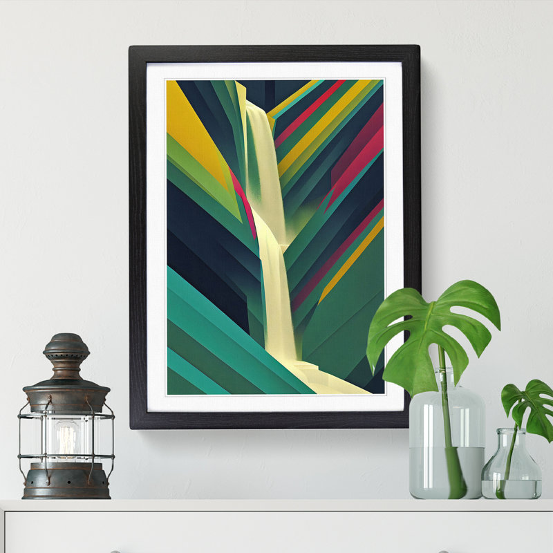 Waterfall Abstract Vol.1 - Single Picture Frame Print, 34cm H x 25cm W x 2cm D, Oak