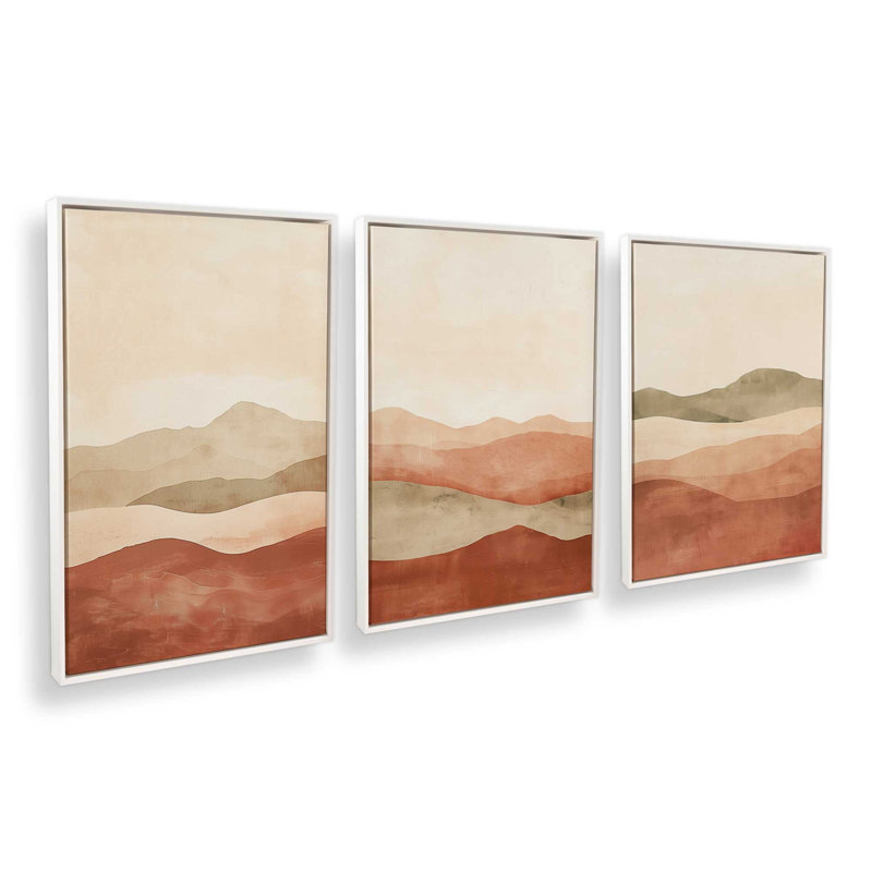 Ensemble de 3 jaspe rouge Vista, H 19 po x l 39 po, Cadre flottant blanc opaque
