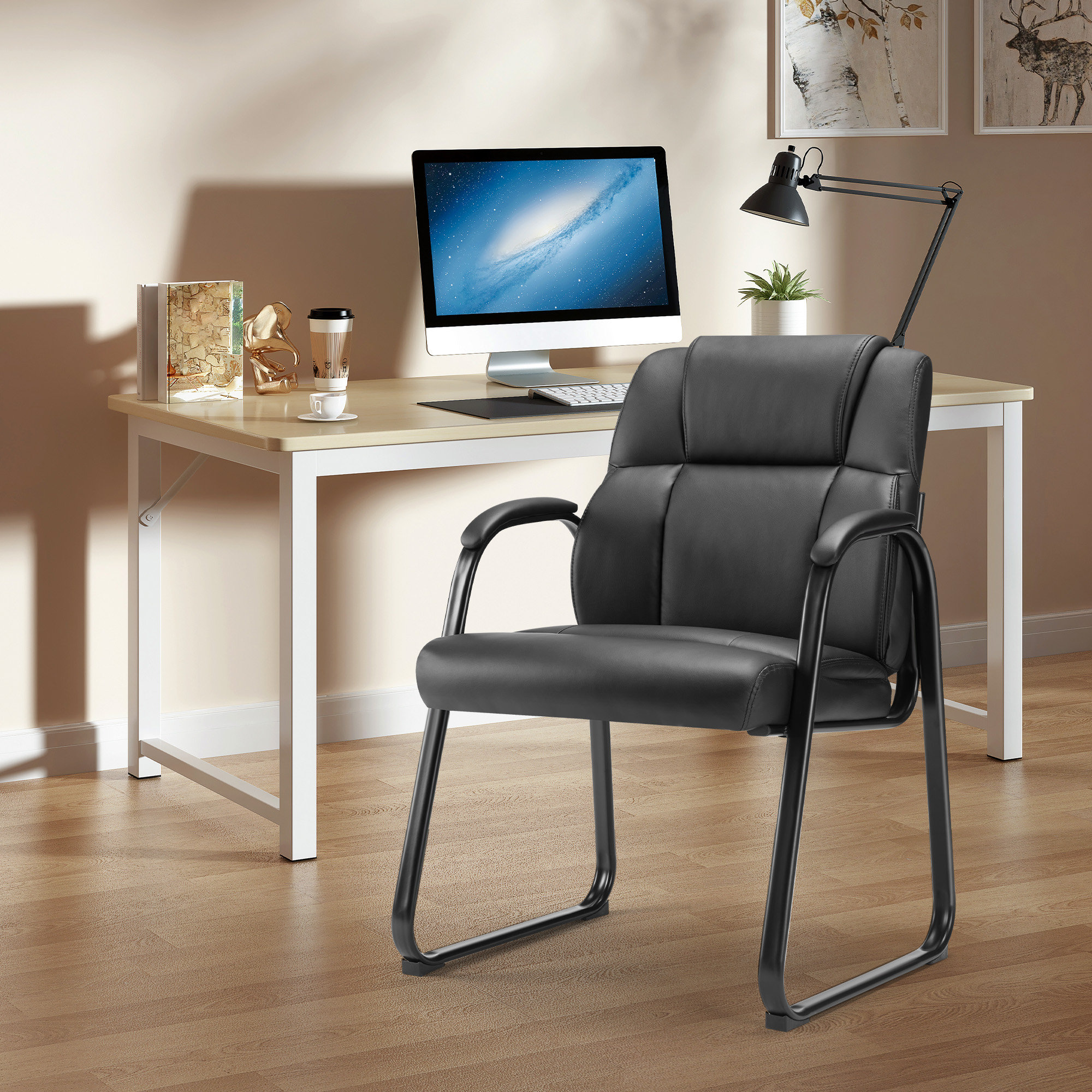 Ebern Designs 2-Piece PU Leather Conference Room Reception Chair With Padded Armrests Suitable For Reception Meeting Office Home W111624582 - View #9
