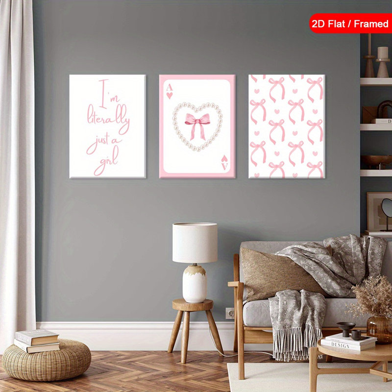 Impression sur toile rose 3 pièces pour une décoration intérieure douce, 16 * 12 pouces 3 pièces