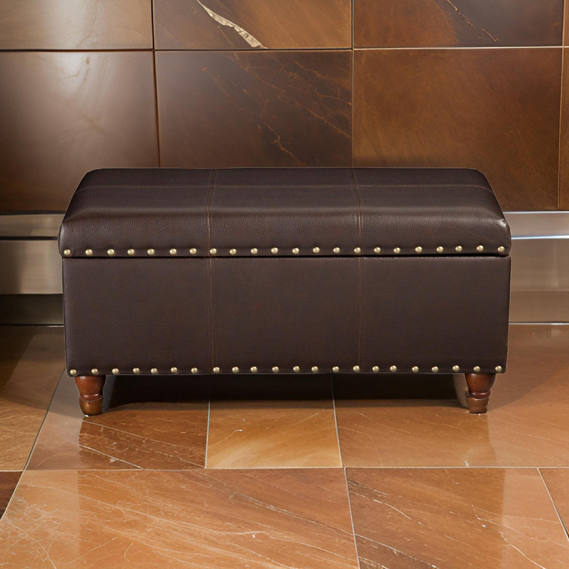 Banc de rangement en similicuir Hannigan, H 18 po x l 45,5 po x P 48 po