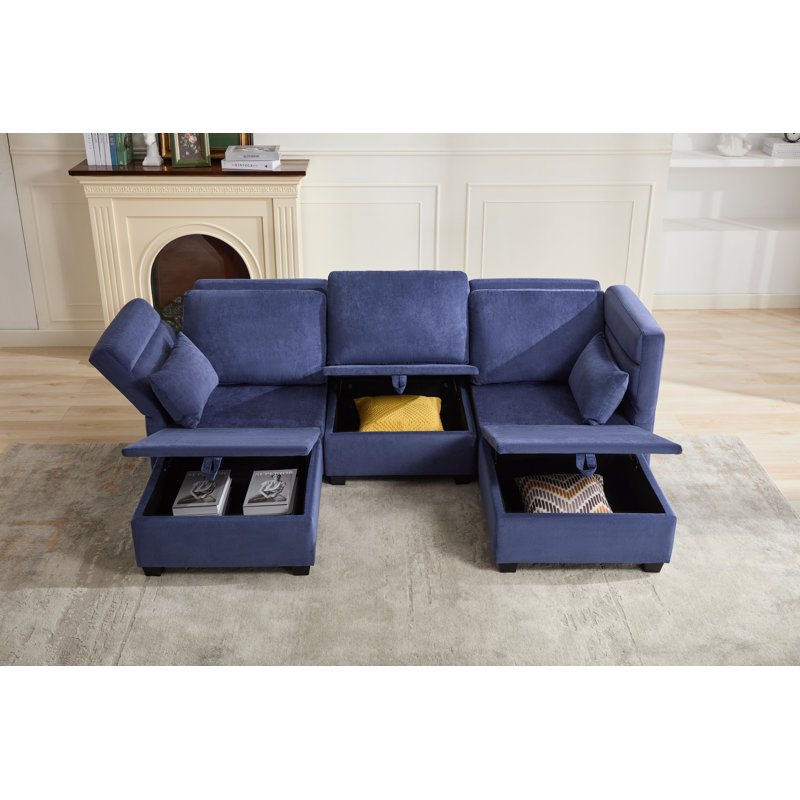 Canapé Calkins, Polyester bleu