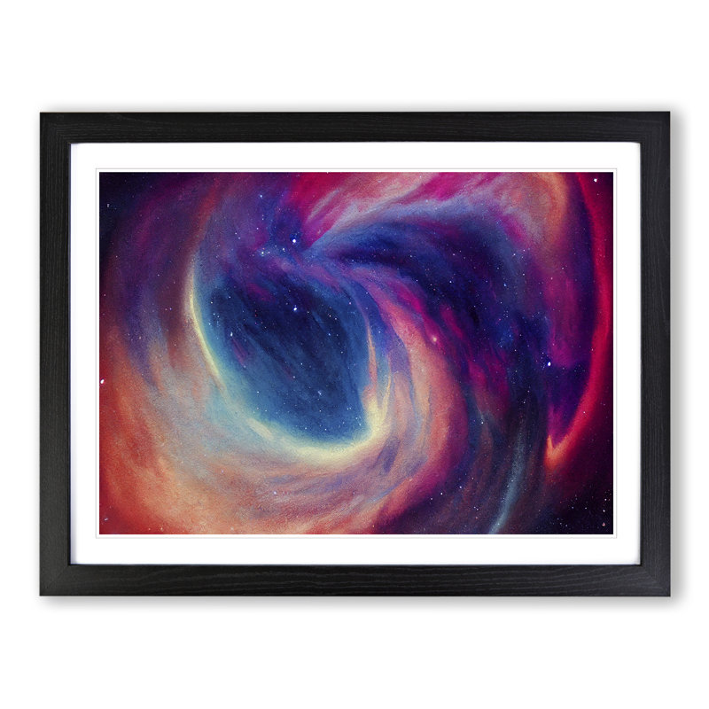 Galaxy Watercolour Vol.3 - Single Picture Frame Print, 34cm H x 46cm W x 2cm D, Black Framed