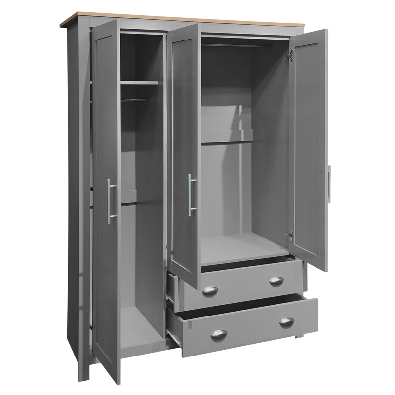 Armoire polyvalente à trois portes avec armoires et tringles pour beaucoup de rangement