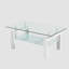 Table basse de salon en verre trempé transparent, 2 couches