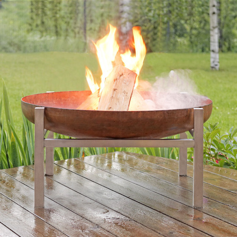 Redekar Round Steel Wood Burning Smokeless Fire Pit, 15.4" H x 31.1" W x 31.1" D