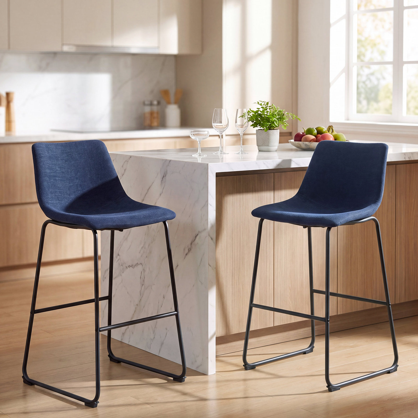 Anke Bar and Counter Stool, Bar Stool (29" Seat Height), Blue