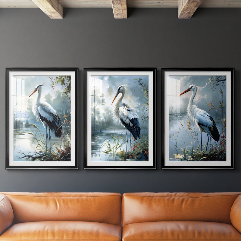 ANIMALS Series CIV - Impression sur mesure encadrée de qualité supérieure - 3 pièces, Noir, H 30 po x l 63 po