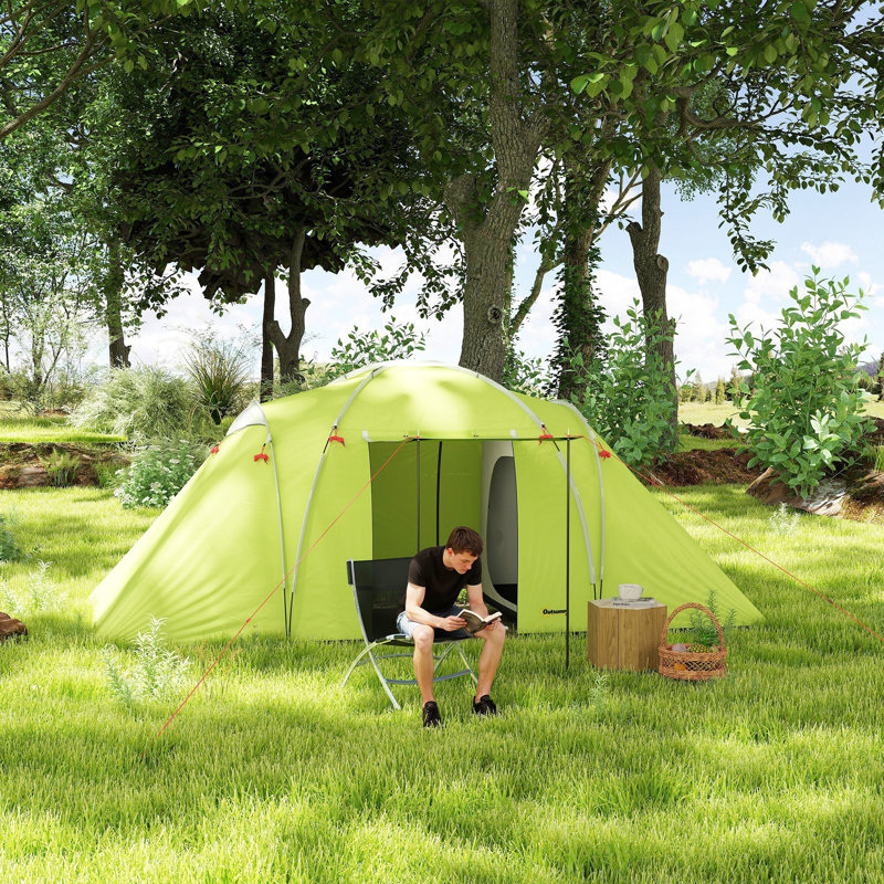 Tente de camping pour 4 à 6 personnes, tente tunnel imperméable avec 3 pièces