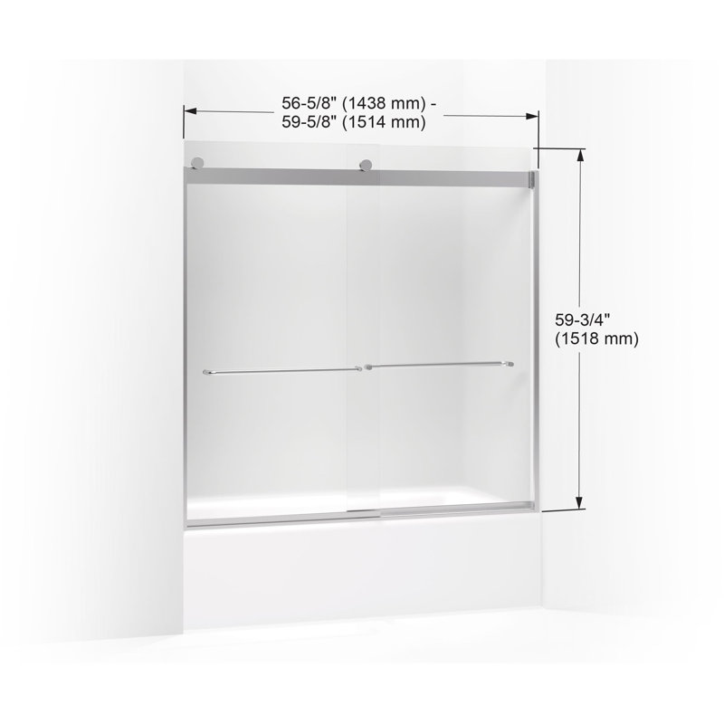 Levity 59.63" x 59.75" Bypass Bath Door with CleanCoat® Technology, Crystal Clear, Matte Black