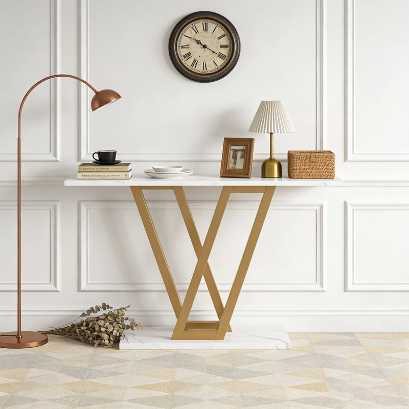 Console industrielle pour hall d'entrée, Marbre blanc