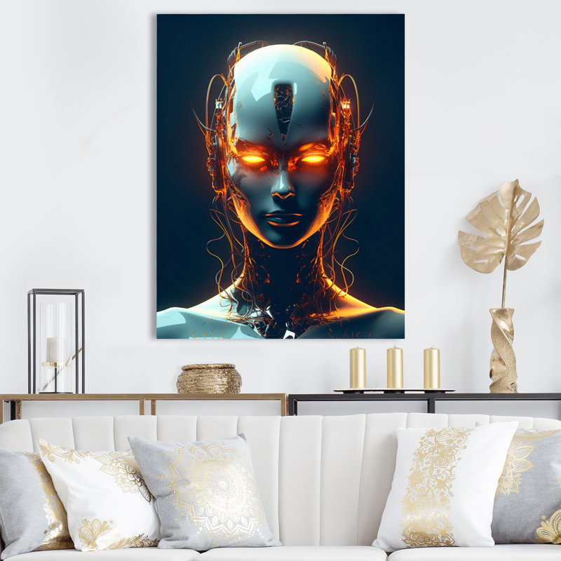 " Robotic Intelligence III " Mixed Media and Color Photography Print, 32" H x 24" W x 1" D, Wrapped Canvas
