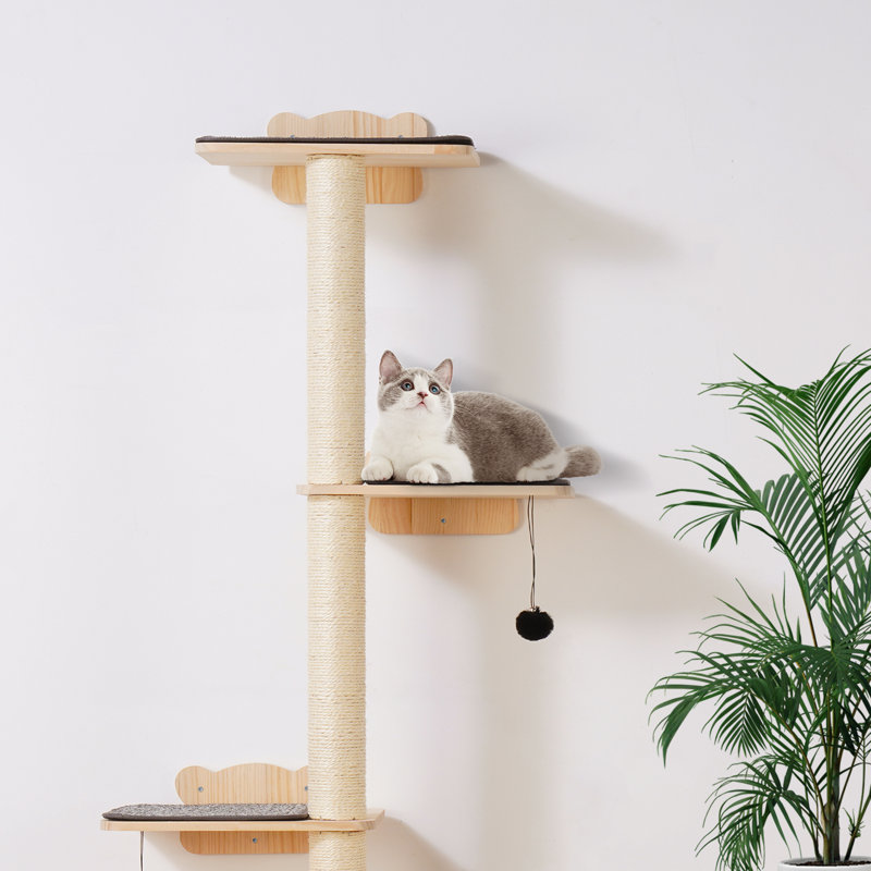 Halayna Wall Mounted Cat Shelves Tree with Platform Tree-Shaped Cat Furniture Set