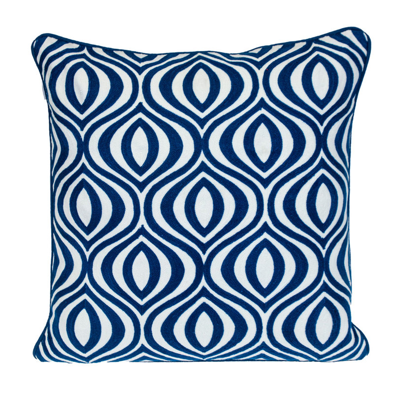 Coussin bleu à fermeture à glissière 100% coton