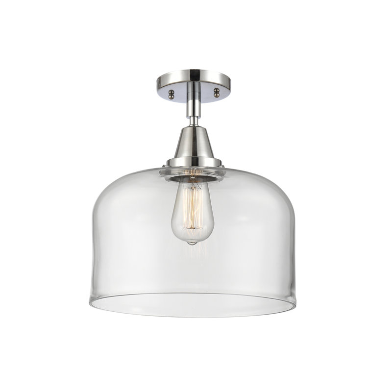 Amede Glass Flush Mount, 12.5" H x 12" W x 12" D, Clear, Polished Chrome