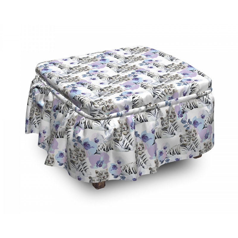 Housse pour repose-pieds léopards avec fleurs