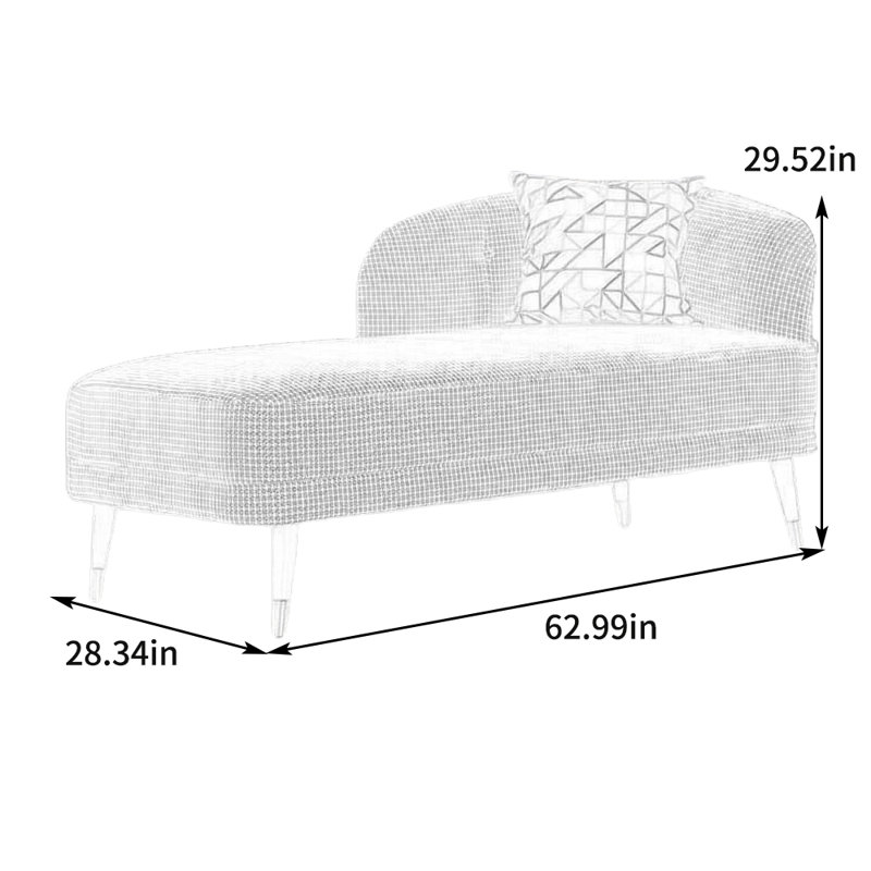 Simple modern elastic sponge solid wood recliner, Right Hand Facing