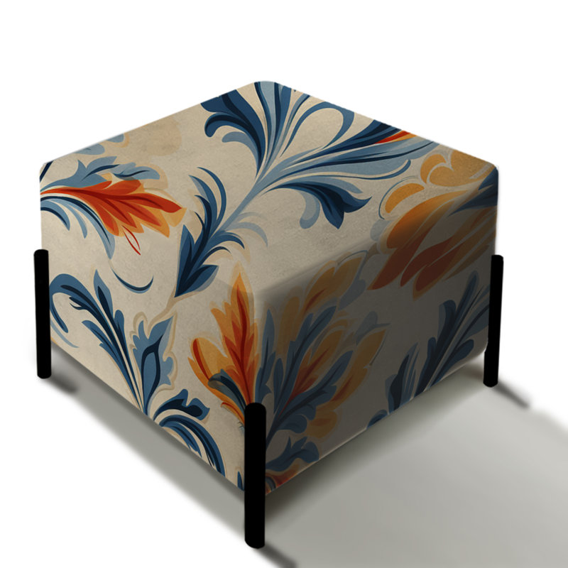Splendeur de façade orange et bleue Ikat - repose-pieds carré Ikat