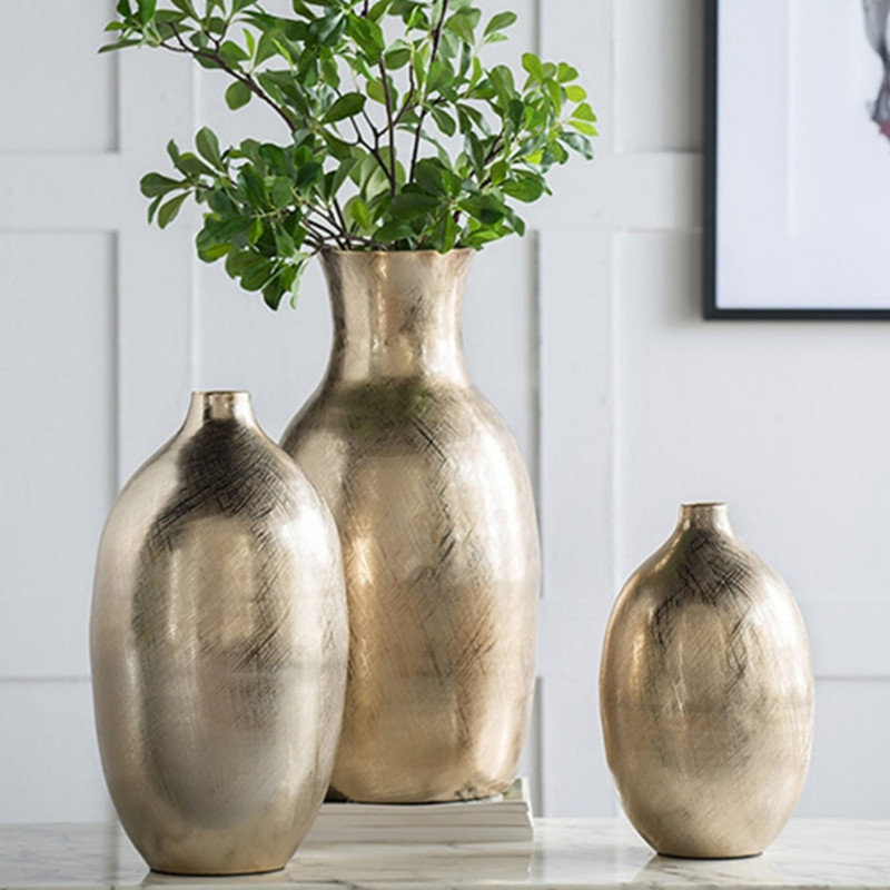 Transitional Design Aluminum Vase, Table Vase