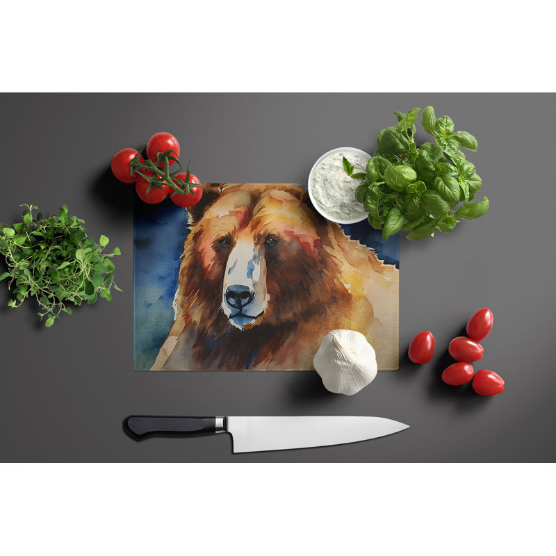 Kodiak Bear Glass Cutting Board Large