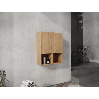 24" Bathroom Side Cabinet,Soft Close Doors,Float Mounting Design,Imitative Oak,(KD-Packing)