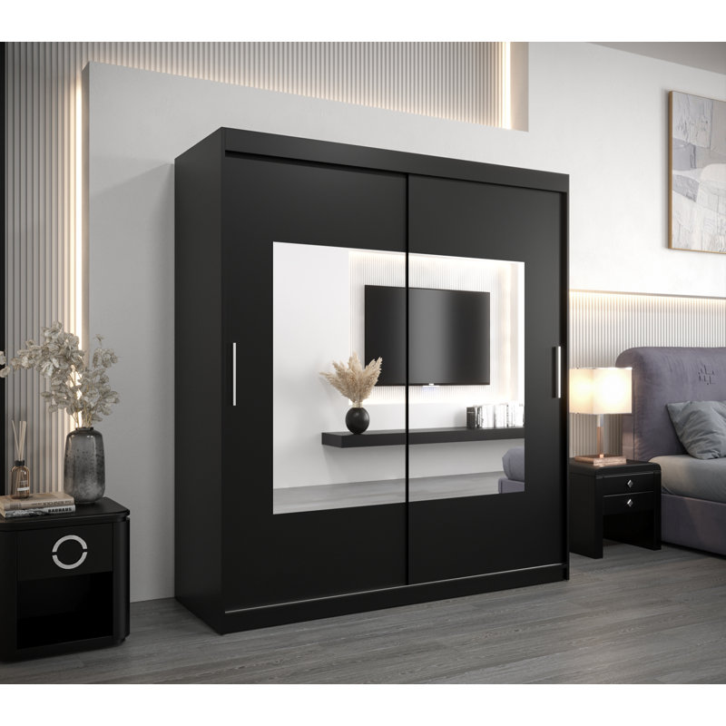 Arrun 2 Door Manufactured Wood Wardrobe, Black Matt