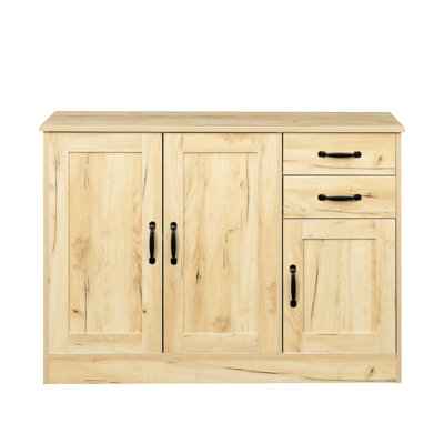 Buffet 43,3 pouces en chêne de style maison - moderne avec 2 portes, 1 rangement, tiroirs pour la salle à manger et le vestibule