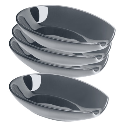 OGGI Spooner Ceramic Spoon Rest- Set of 4 - Spoon Rest for Stove Top, Spoon Holder for Countertop, Kitchen Decor for Counter, Coffee Bar Accessories, Slate Blue