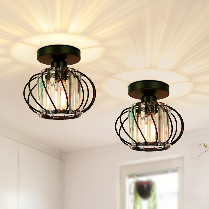 Crystal Semi Flush Mount, Black