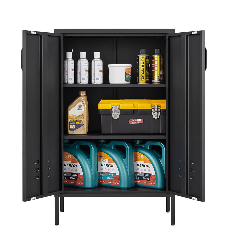 Armoire de rangement à 2 portes, armoire de rangement pour outils de garage, classeur de bureau, 2 cloisons mobiles,