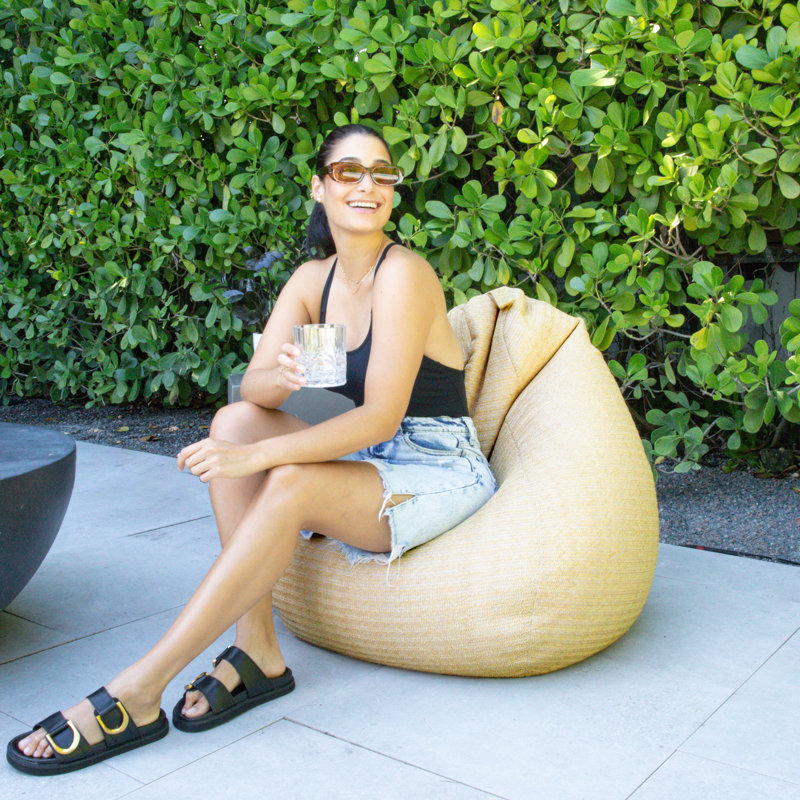 Natural Basket Weave Outdoor Teardrop Bean Bag Chair