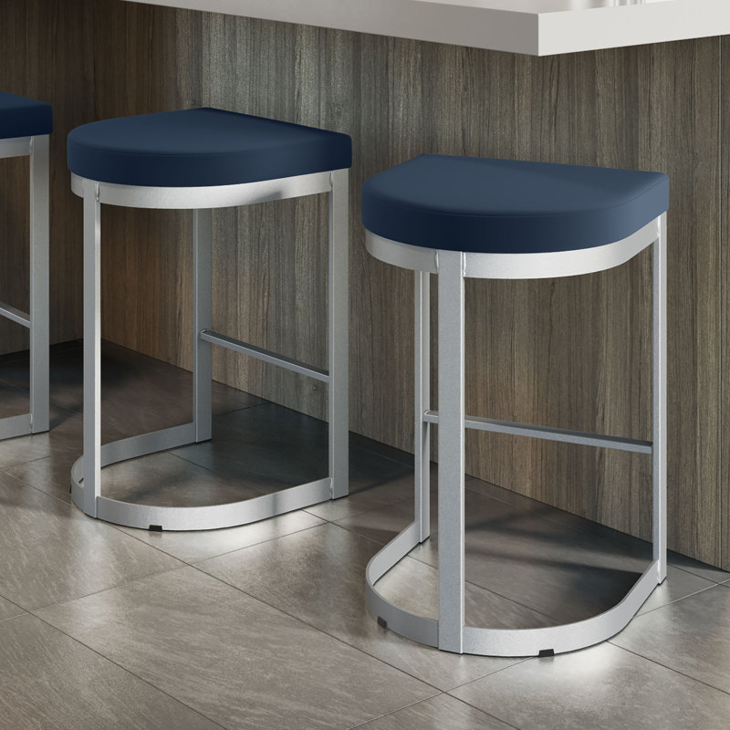 Tabouret de bar et de comptoir Voight (ensemble de 2), Gris, Bleu, Tabouret de comptoir (siège d'une hauteur de 26 p