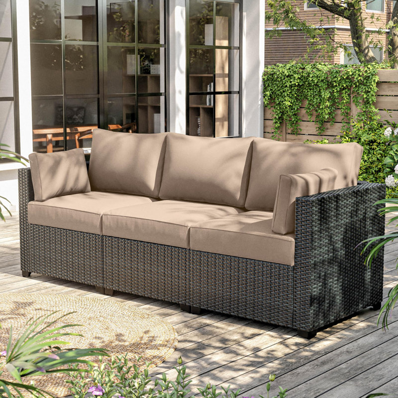 Wynee 8Pcs Outdoor Cushions Patio Furniture Cushions Replacement Set For 3 Seats, Sand