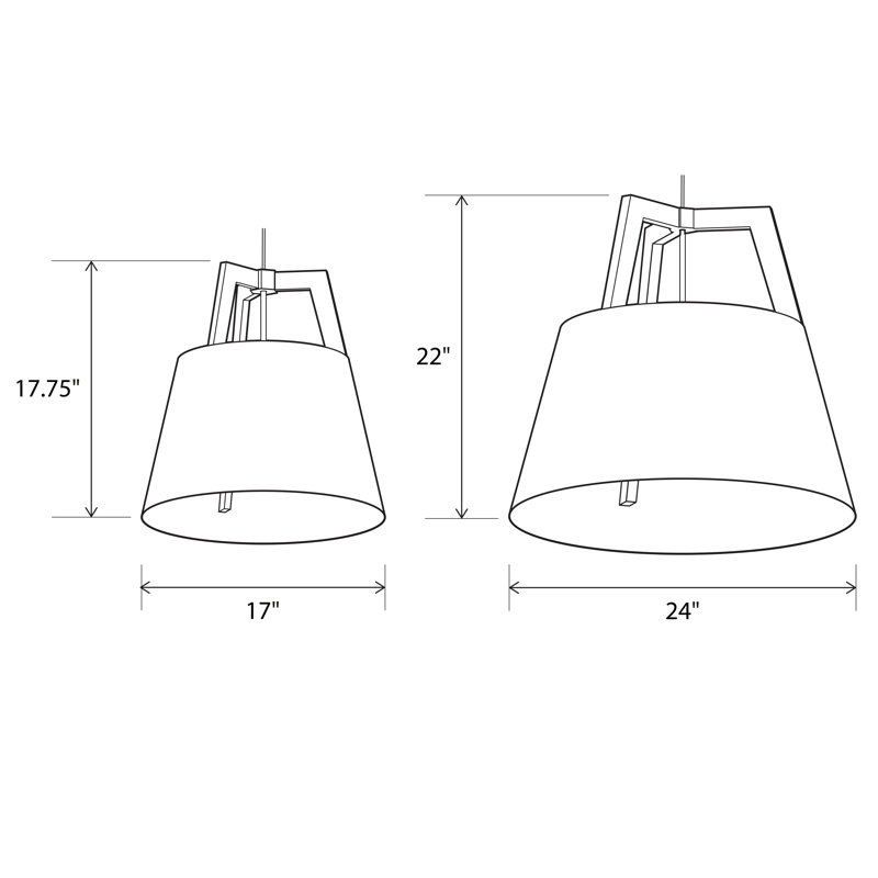 Imber Pendant, 22" H x 24" W x 24" D, White Washed Oak/Gloss White, 2700K LED w/ Diffuser - Corded