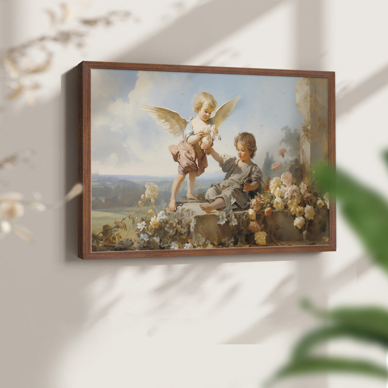 Angels From Above-IX - Reproduction encadrée - Restickable, H 11 po x l 14 po, Cadre noyer